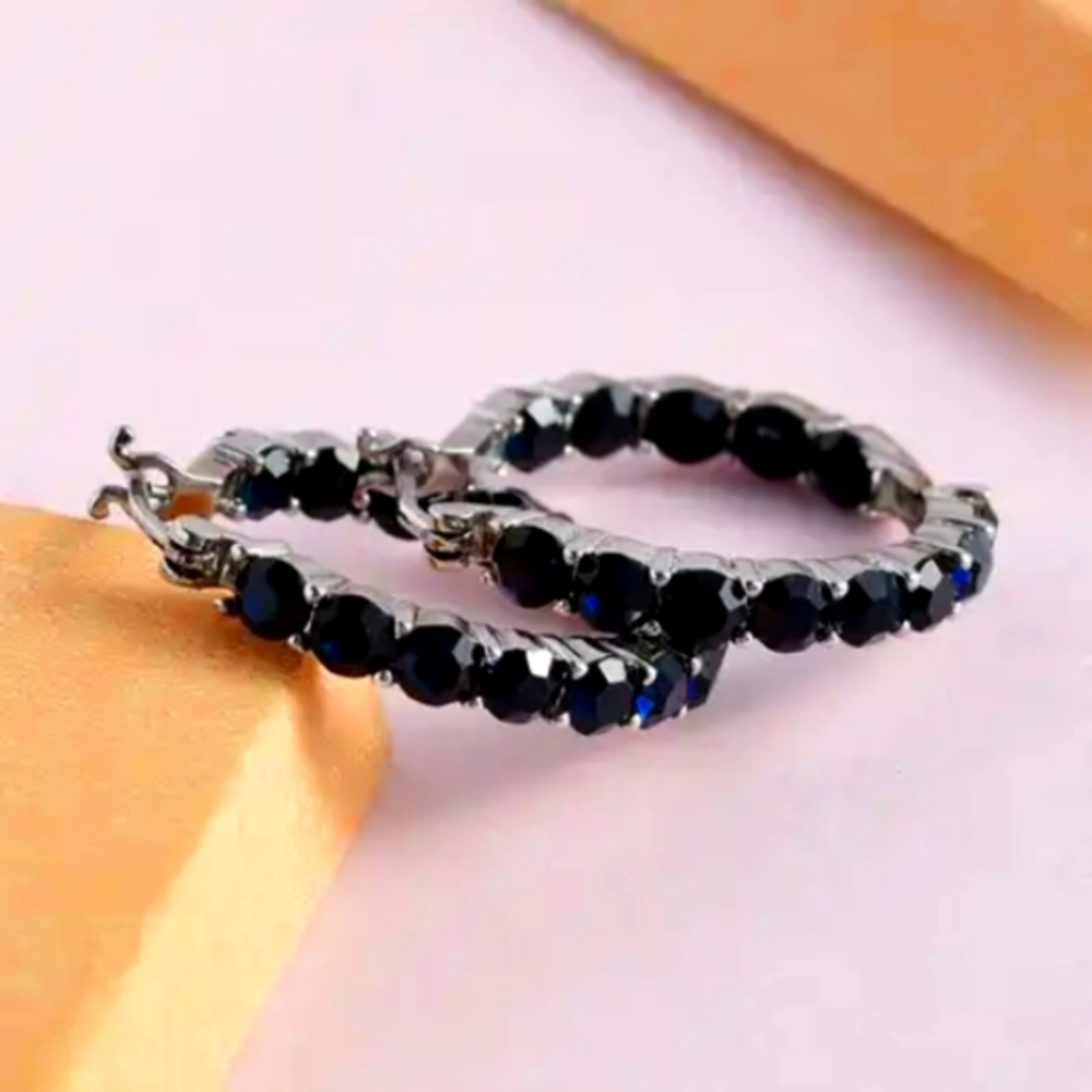 Montana Crystal Hoop Earrings in Stainless Steel Tarnish-Free Waterproof